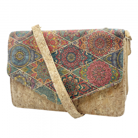 Genti & Rucsacuri - Geanta crossbody din pluta EVORA, Cu portofel detasabil