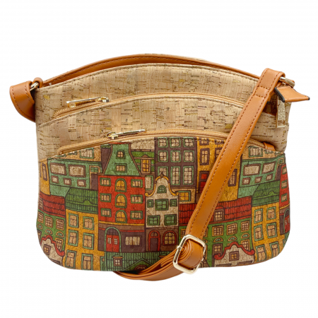 Genti & Rucsacuri - Geanta crossbody din pluta GRETHE, Cu 2 buzunare