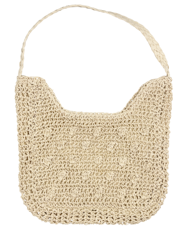 Genti De Paie - Geanta din paie RIVIERA bej cu fermoar si design boho