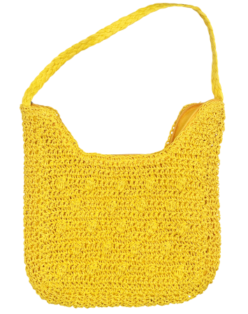 Genti De Paie - Geanta din paie RIVIERA galbena cu fermoar si design boho