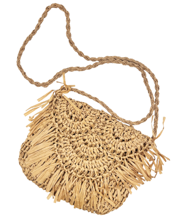 Genti De Paie - Geanta din paie stil boho JOSETTE, cu franjuri decorative