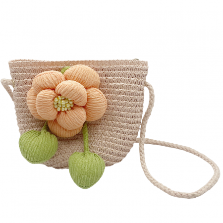 ACCESORII VESTIMENTARE COPII - Geanta de paie FLORES pentru fetite, Roz