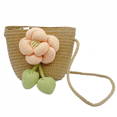 ACCESORII VESTIMENTARE COPII - Geanta de paie FLORES pentru fetite, Maro