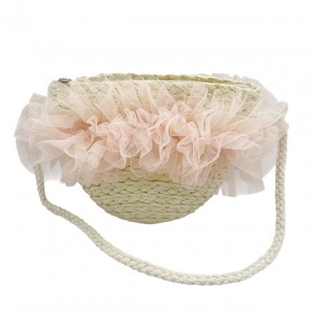 ACCESORII VESTIMENTARE COPII - Geanta de paie LACEY pentru fetite, Bej Roz
