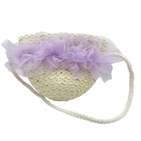 ACCESORII VESTIMENTARE COPII - Geanta de paie LACEY pentru fetite, Bej Lila