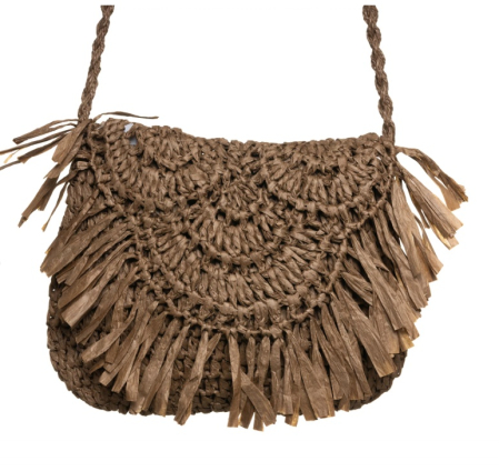 Geanta din paie stil boho JOSETTE, cu franjuri decorative [7]