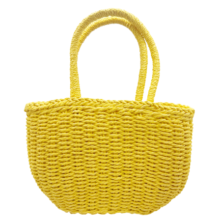 Geantă de damă galbena din paie impletite 27x10x17 cm - cu curea de umar [1]