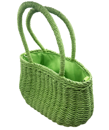 Geantă de damă verde din paie impletite 27x10x17 cm - cu curea de umar [2]