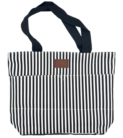 Geanta din panza cu dungi negre – tote bag mare 42x32 cm [1]