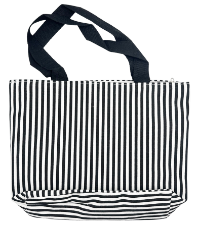 Geanta din panza cu dungi negre – tote bag mare 42x32 cm [4]