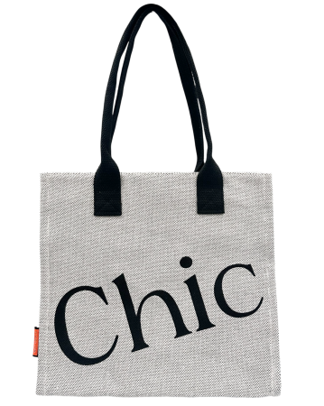 DE VARA - Geanta din panza alba tip Shopper CHIC cu fermoar