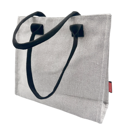 Geanta din panza alba tip Shopper CHIC cu fermoar [2]