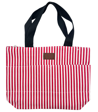 Geanta din panza cu dungi rosii – tote bag mare 42x32 cm [1]