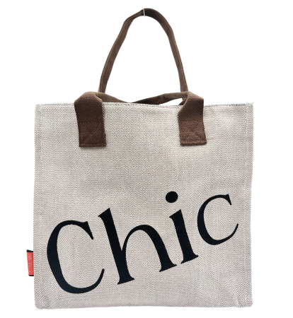 Geanta din panza bej tip Shopper CHIC cu fermoar [1]