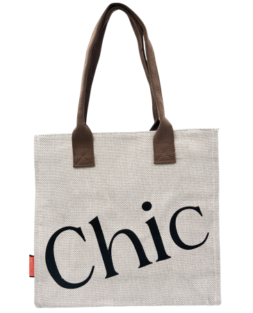DE VARA - Geanta din panza bej tip Shopper CHIC cu fermoar