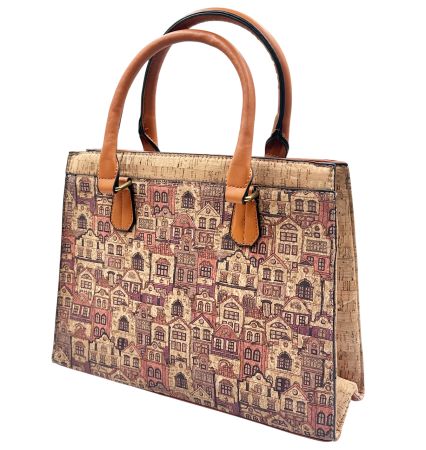 Genti & Shoppere - Geanta eleganta din pluta naturala cu imprimeu vintage
