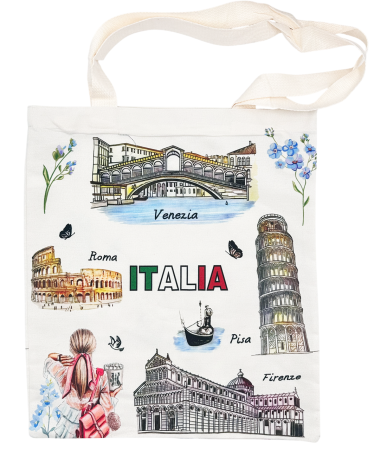 Genti & Shoppere - Geanta panza ITALIA - Tote bag cu fermoar