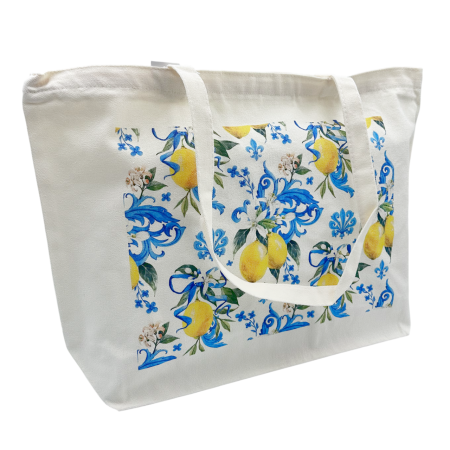 VARA CU STIL - Geanta Panza - decor lamai - LIMONE CAPRI - Shopper cu fermoar