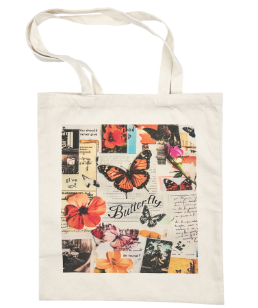 Genti & Shoppere - Geantă din pânză tip tote bag „Butterfly”, 37x41 cm