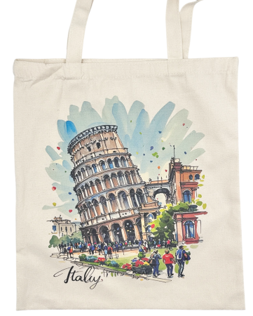 Genti & Shoppere - Geanta panza tip Tote Bag ITALY - Shopper alb