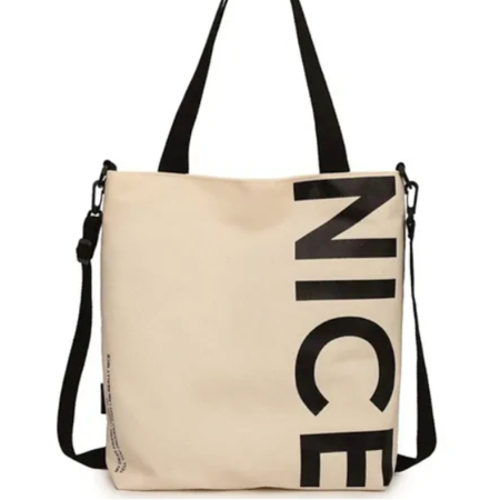 DE VARA - Geanta panza tip Tote Bag NICE - Bej