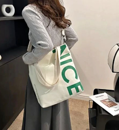 Geanta panza tip Tote Bag NICE - Crem [2]