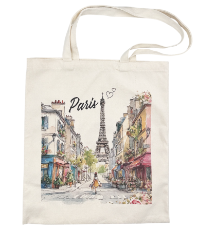Geantă din pânză tip tote bag „Paris”, 37x41 cm [0]