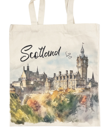 Genti & Shoppere - Geanta panza tip Tote Bag SCOTLAND - Shopper alb