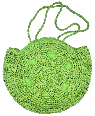 Genti De Paie - Geanta Rotunda din Paie verde IBIZA - Geanta Boho de Vara