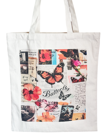 Genti & Shoppere - Geantă din pânză tip tote bag „Butterfly”, 37x41 cm