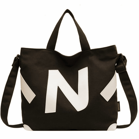 DE VARA - Geanta sport neagra din panza URBAN, 42x32 cm