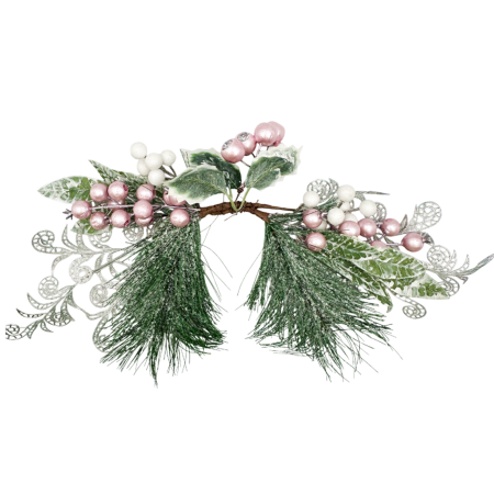 Ghirlanda Craciun cu brad si perle CHARM, Roz, 40cm [2]