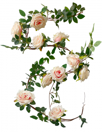 Flori Artificiale - Ghirlanda artificiala din trandafiri roz piersica, MYRA, 180cm