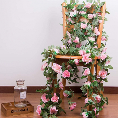 Ghirlanda cu trandafiri artificiali Rosalinda 165cm, Roz [1]