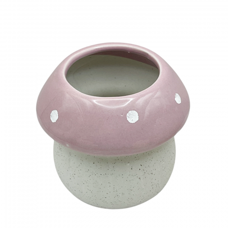 Vaze & Vase Decorative - Ghiveci ceramica Ciuperca GIL, Roz, 8x9cm