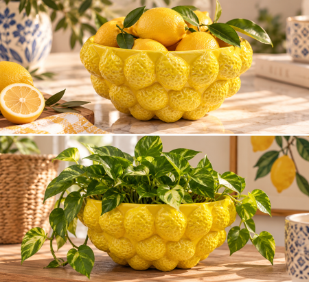 Bol decorativ LIMONE CAPRI din ceramica - galben cu lamai - 21x11 cm [1]