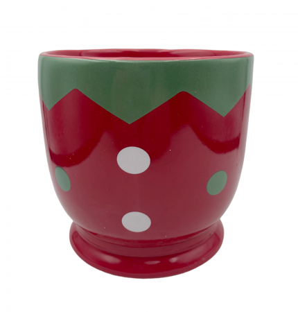 CRACIUN MAGIC - Vaza Craciun cu buline HOLLY, Rosu/ Verde, 11x10cm