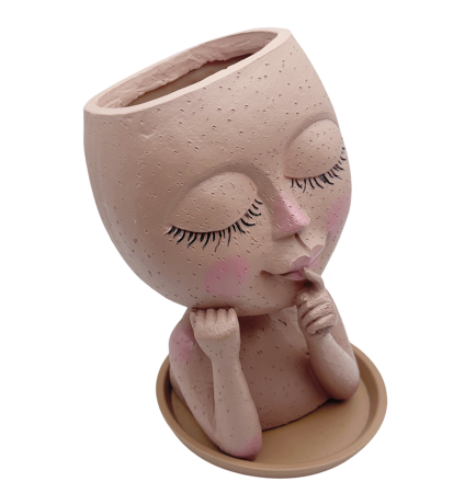 Ghiveci decorativ cu chip DREAMY GIRL, Roz, 9,5x16 cm [2]