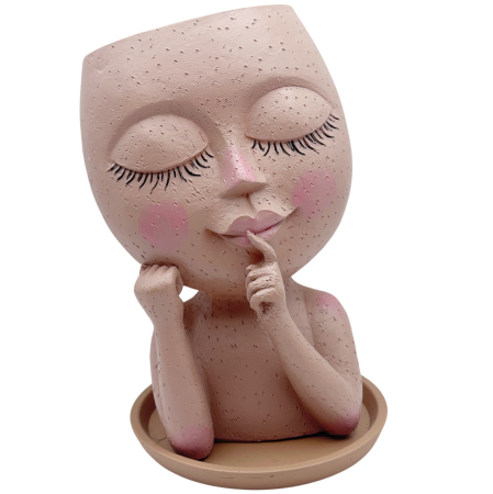 De Gradina - Ghiveci decorativ cu chip DREAMY GIRL, Roz, 9,5x16 cm