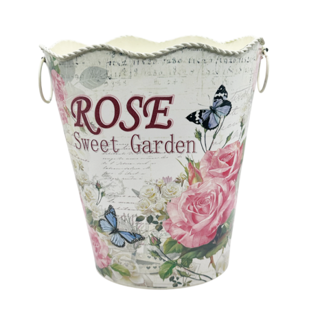 Vaze - Ghiveci decorativ metalic ROSE GARDEN, 15x10x18 cm