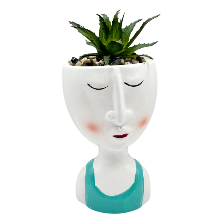 De Birou - Ghiveci decorativ tip bust LETY cu planta artificiala