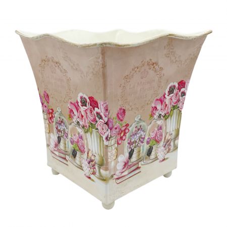 De Gradina - Vas metal SHABBY ROSES, 15x15cm