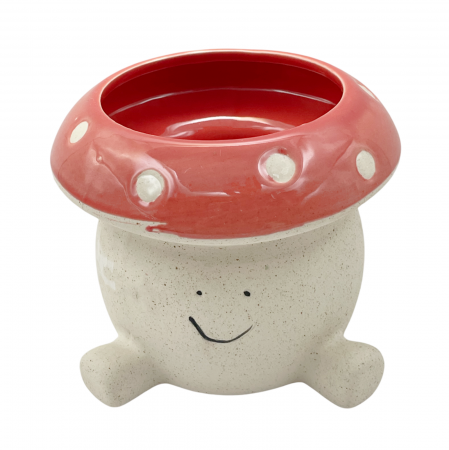 Vaze & Vase Decorative - Ghiveci ceramica Ciuperca GIL, Rosu, 11x13cm