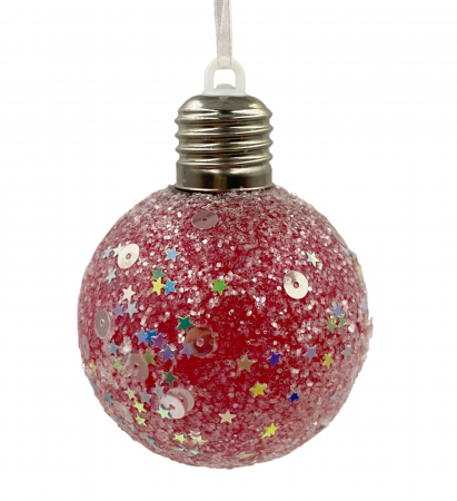 Colectia Rosu & Burgundy - Glob Craciun cu leduri BRIGHT, Rosu, 10cm