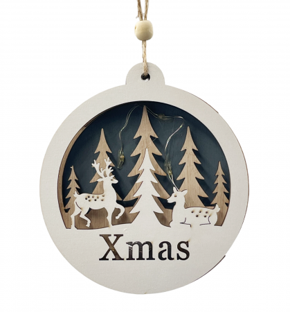 DECORATIUNI CRACIUN - Ornament Craciun glob cu leduri XMAS, 12cm