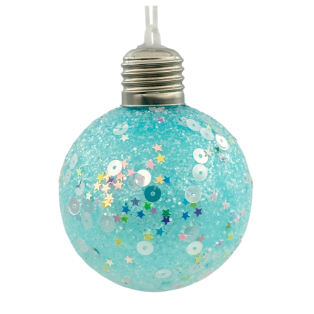 GLOBURI & FLORI DE BRAD - Glob Craciun cu leduri BRIGHT, Albastru, 10cm