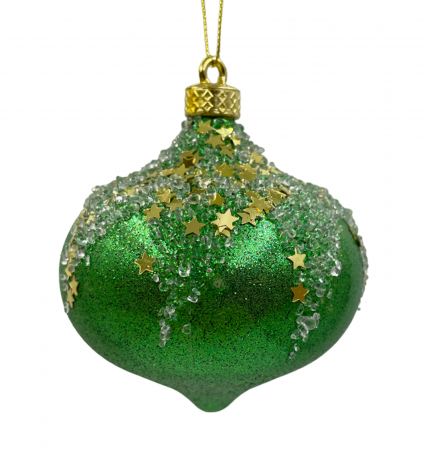 Glob de Craciun TEARS, Verde/ Auriu, 8cm [1]