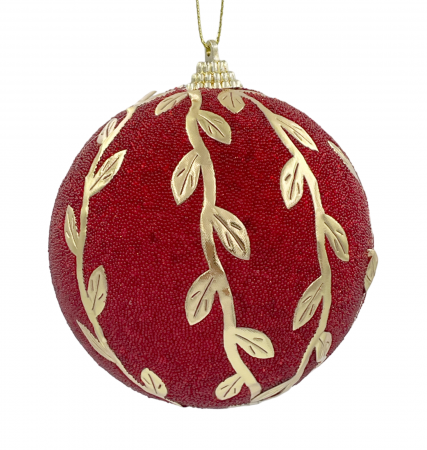 Colectia Rosu & Burgundy - Glob de Craciun GLAM, Rosu inchis/ Auriu, 9cm