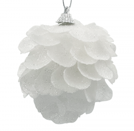 GLOBURI & FLORI DE BRAD - Glob de Craciun LOLITA, Alb, 10cm