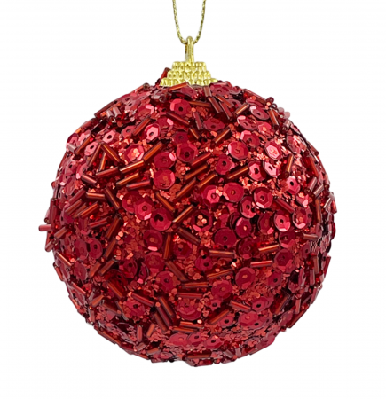 Colectia Rosu & Burgundy - Glob de Craciun BRIGHT, Rosu, 8cm